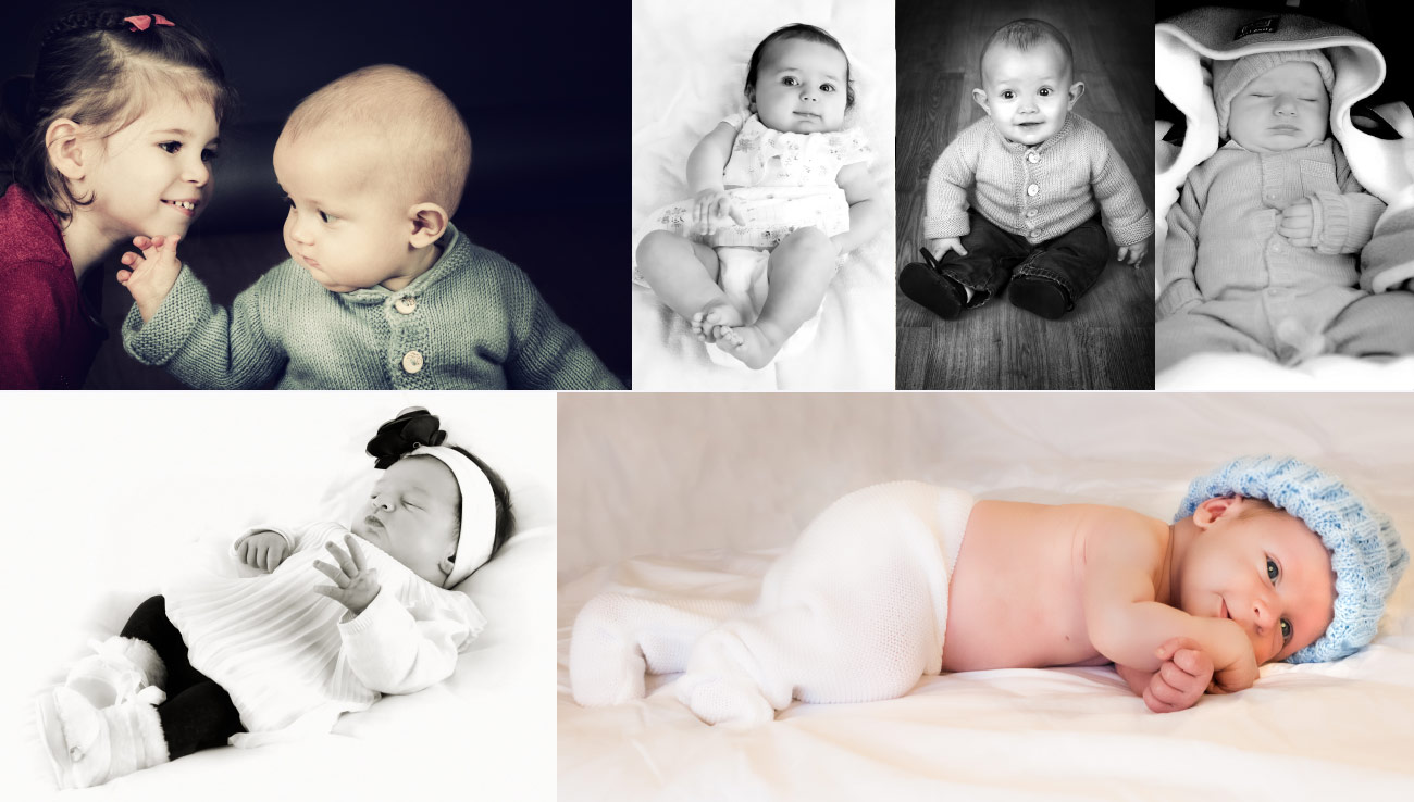 assemblage photo de différents portraits bébés